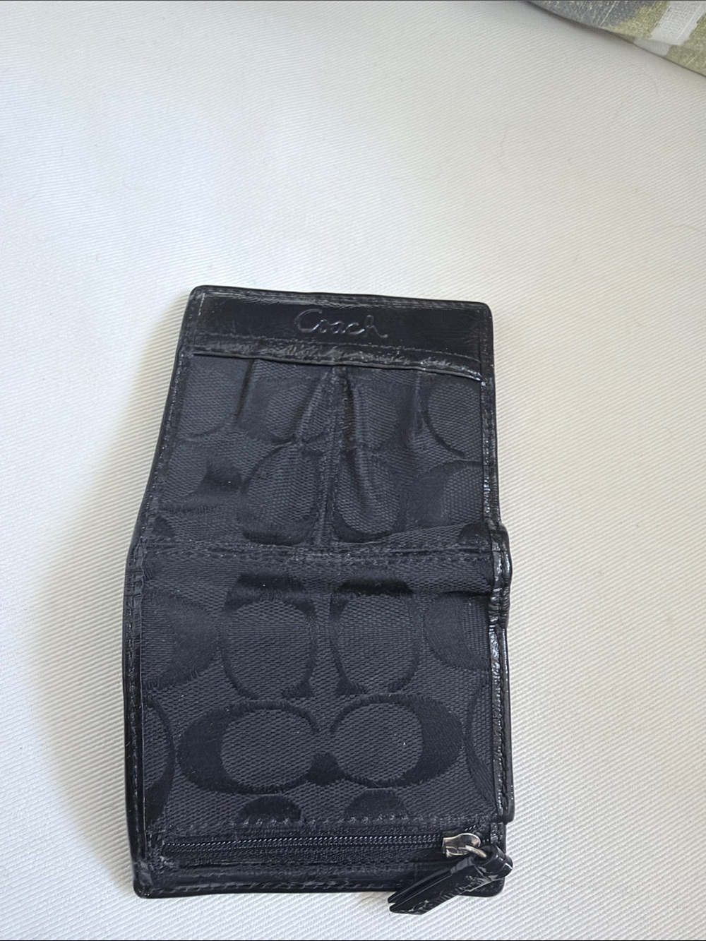 Coach Black Signature Trifold Wallet